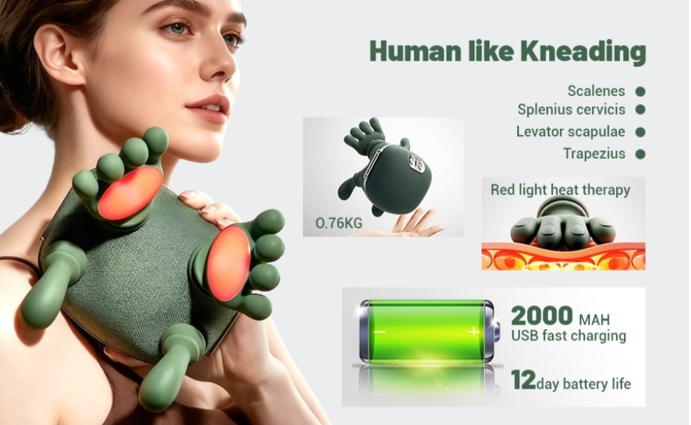 Bionic Heated Massager, Wireless Portable Neck & Back Massager