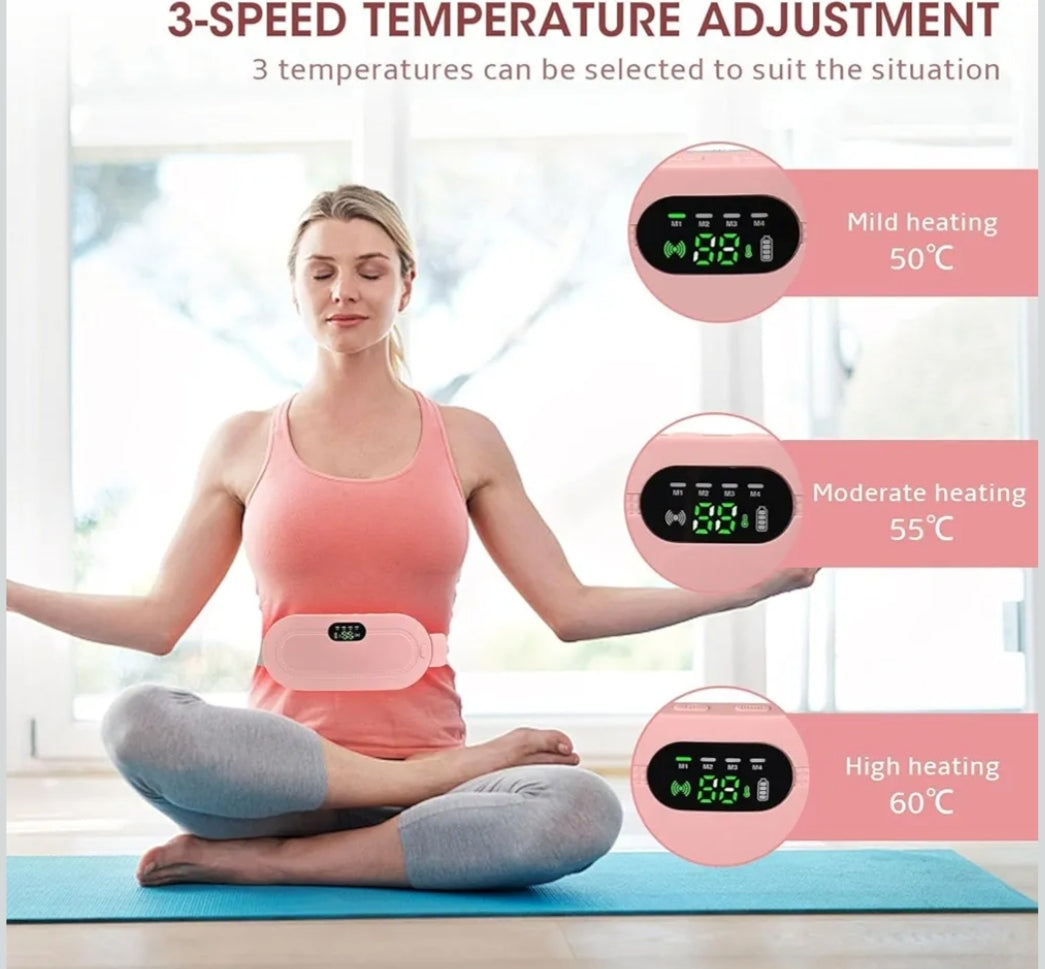 Period Cramp Relief Heating Pad Pain Device With 4 Massage Modes For Menstrual Pain And Belly Or Back Pain Relief, LED Display, Comfortable Belt