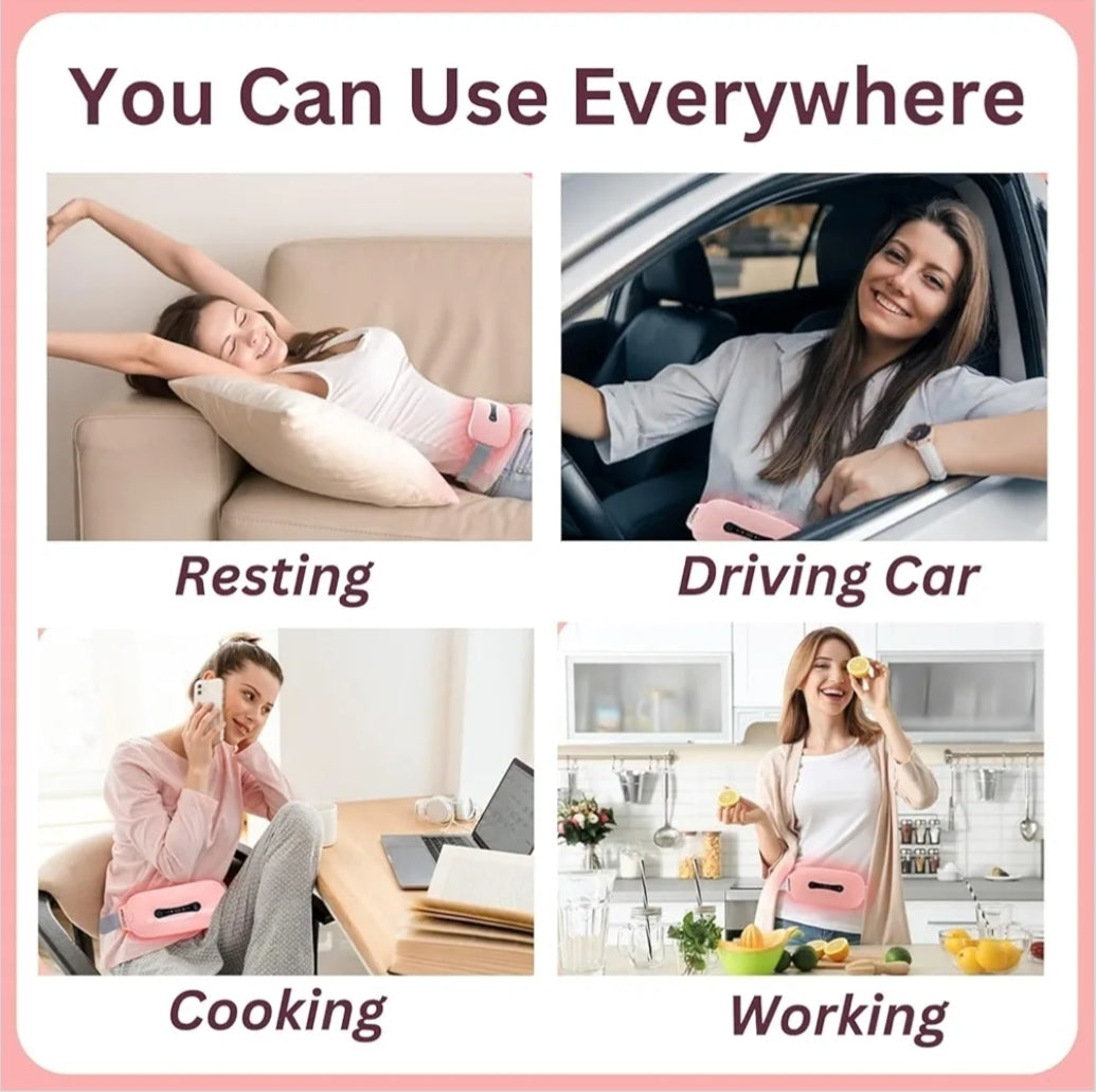 Period Cramp Relief Heating Pad Pain Device With 4 Massage Modes For Menstrual Pain And Belly Or Back Pain Relief, LED Display, Comfortable Belt