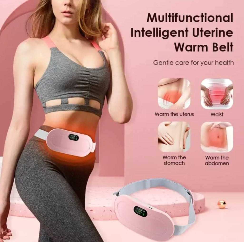 Period Cramp Relief Heating Pad Pain Device With 4 Massage Modes For Menstrual Pain And Belly Or Back Pain Relief, LED Display, Comfortable Belt